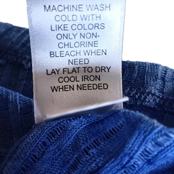 Babydoll Top Semi-Sheer Gauzy Blue Flaired Long Sleeve Lace Shoulders EUC Large - Picture 5 of 7